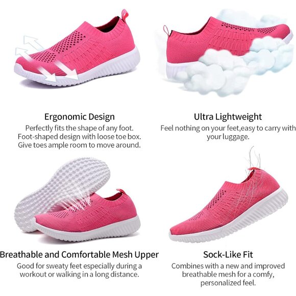 Women's Rosy Athletic Walking Casual Mesh-Comfortable Tennis Workout Sneakers - Picture 5 of 6